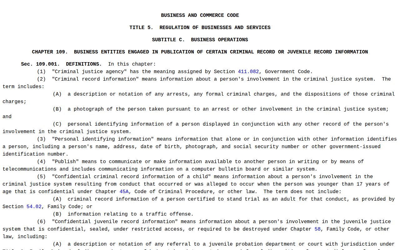 Gillespie County mugshot record correction law source